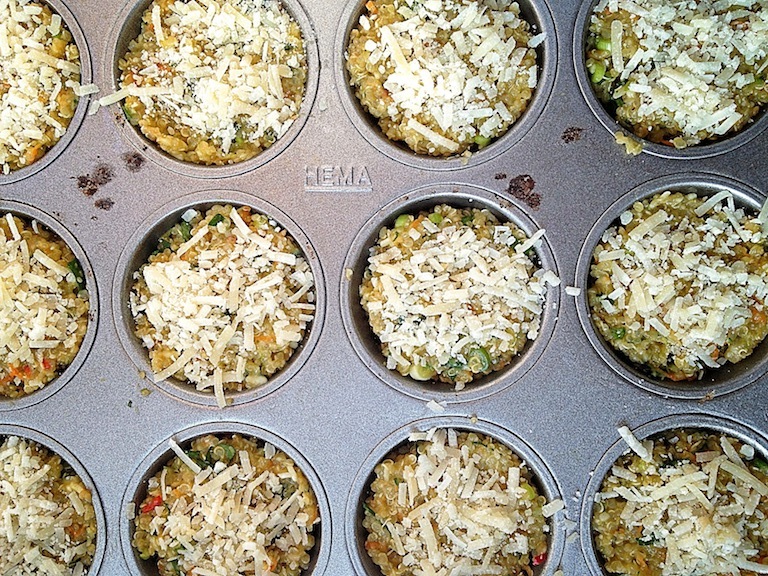 Quinoa bites in a tray